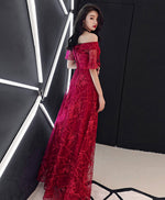 Burgundy Tulle Lace Long Prom Dress Burgundy Lace Formal Dress