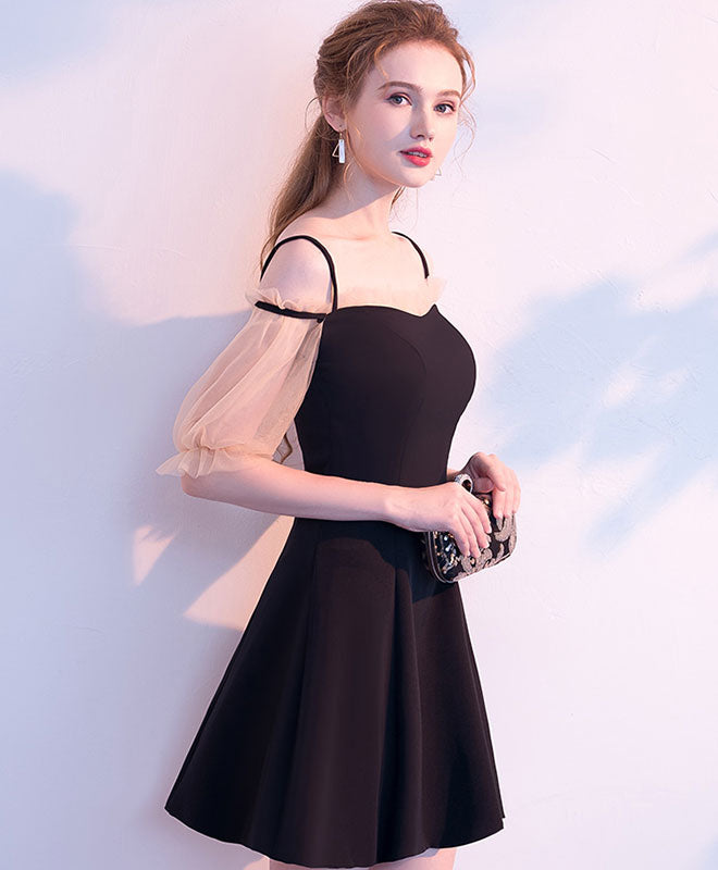 Simple Black Short Prom Dress, Black Homecoming Dress