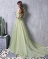 Green Tulle Lace Long Prom Dress Green Evening Dress