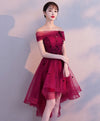 Burgundy Tulle Short Prom Dress, Burgundy Homecoming Dress