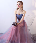 Gray Blue Tulle Long Prom Dress, Gray Blue Evening Dress