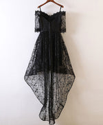 Black High Low Lace Prom Dress, Black Homecoming Dress