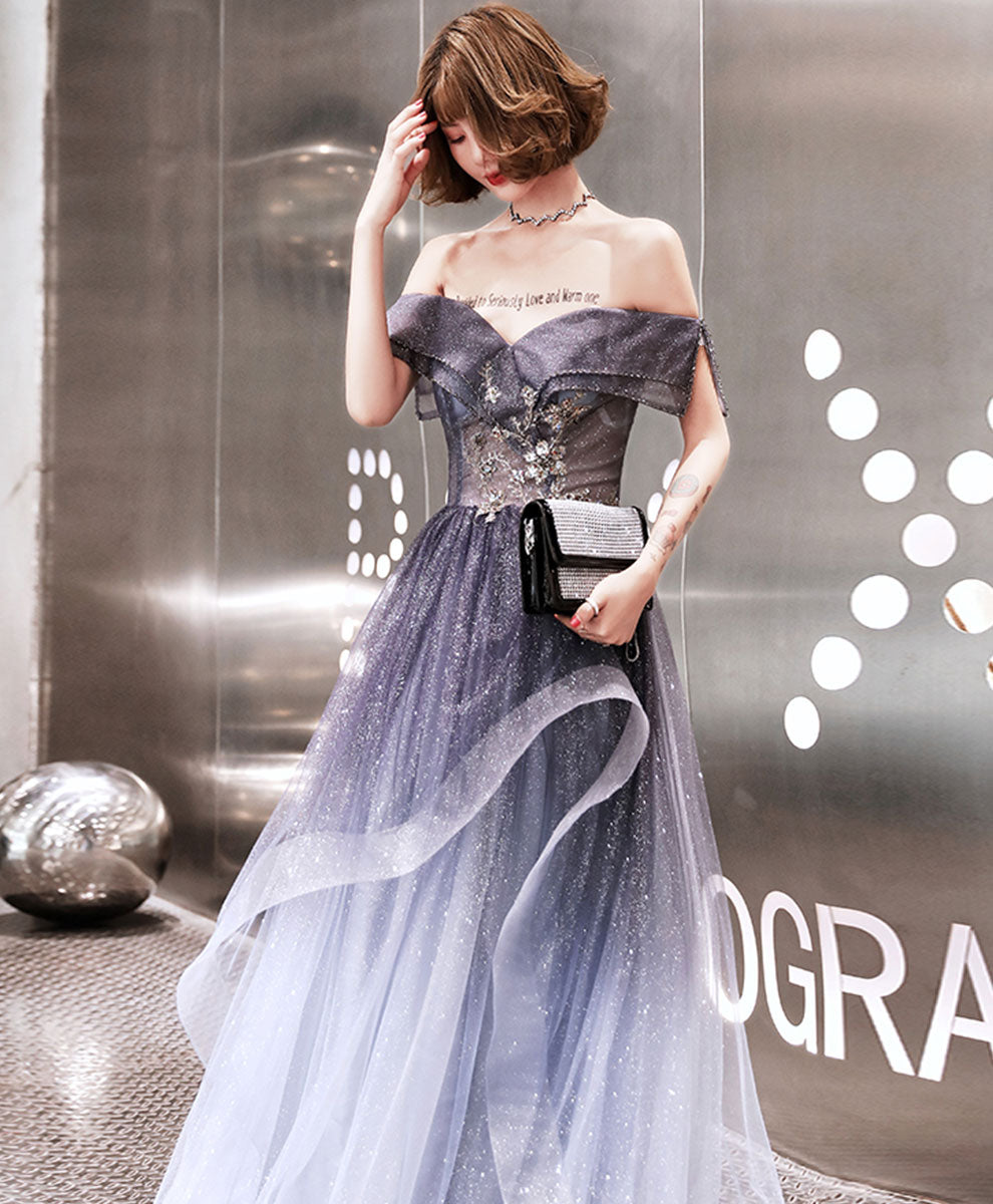 Purple Sweetheart Tulle Long Prom Dress Purple Evening Dress