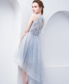 Cute High Neck Gray Tulle Short Prom Dress, Tulle Homecoming Dress
