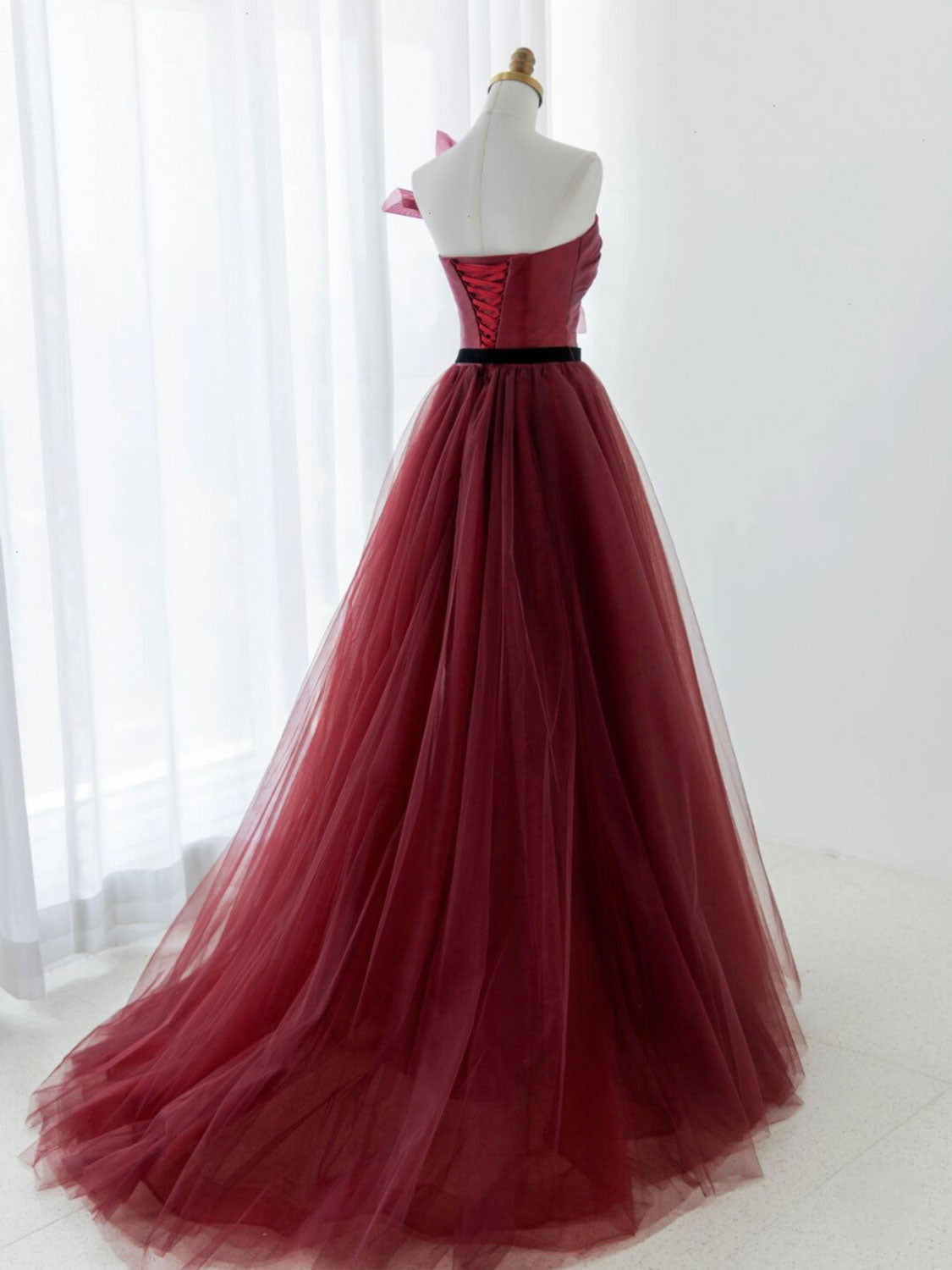 A-Line Tulle Burgundy Long Prom Dress, Burgundy Formal Evening Dress US 4 / Burgundy A-Line Tulle Burgundy Long Prom Dress, Burgundy Formal Evening Dress US 4 / Burgundy