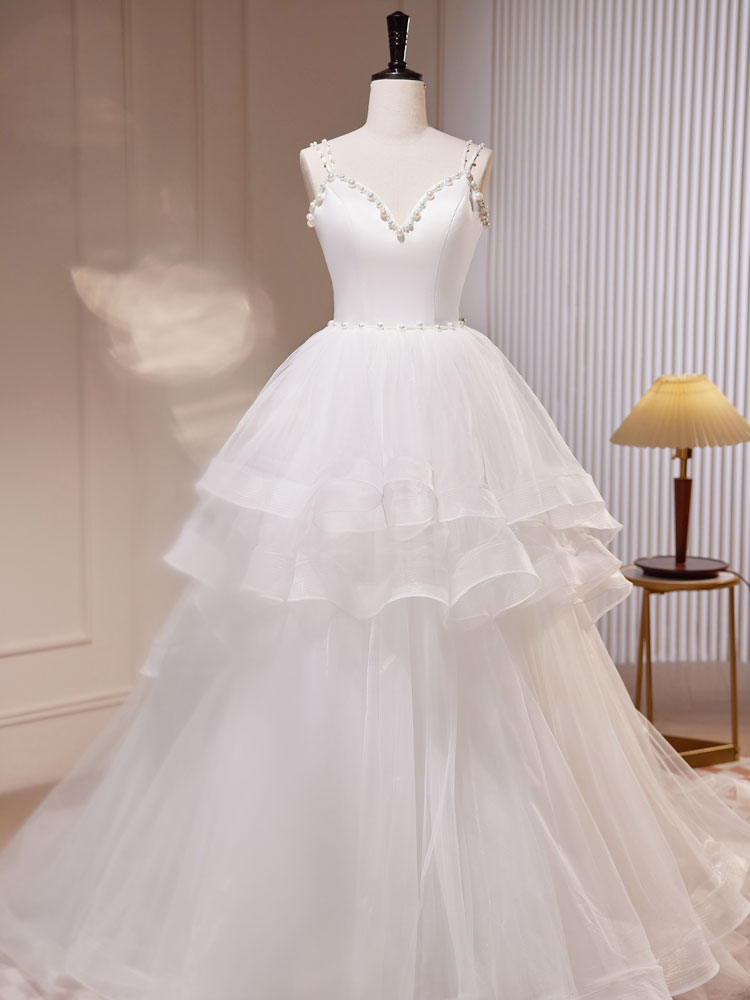White Tulle Formal Dresses