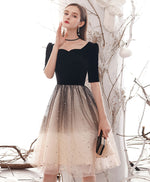 Champagne Tulle Sequin Short Prom Dress Champagne Homecoming Dress