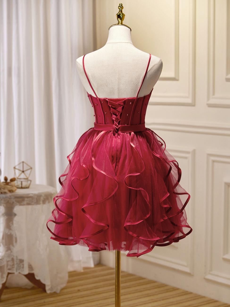 Red Short Puffy Prom Dress Red Satin A-Line Short Prom Dress Sweetheart Neckline, Puff Short Red Short Puffy Prom Dress Red Satin A-Line Short Prom Dress Sweetheart Neckline, Puff Short