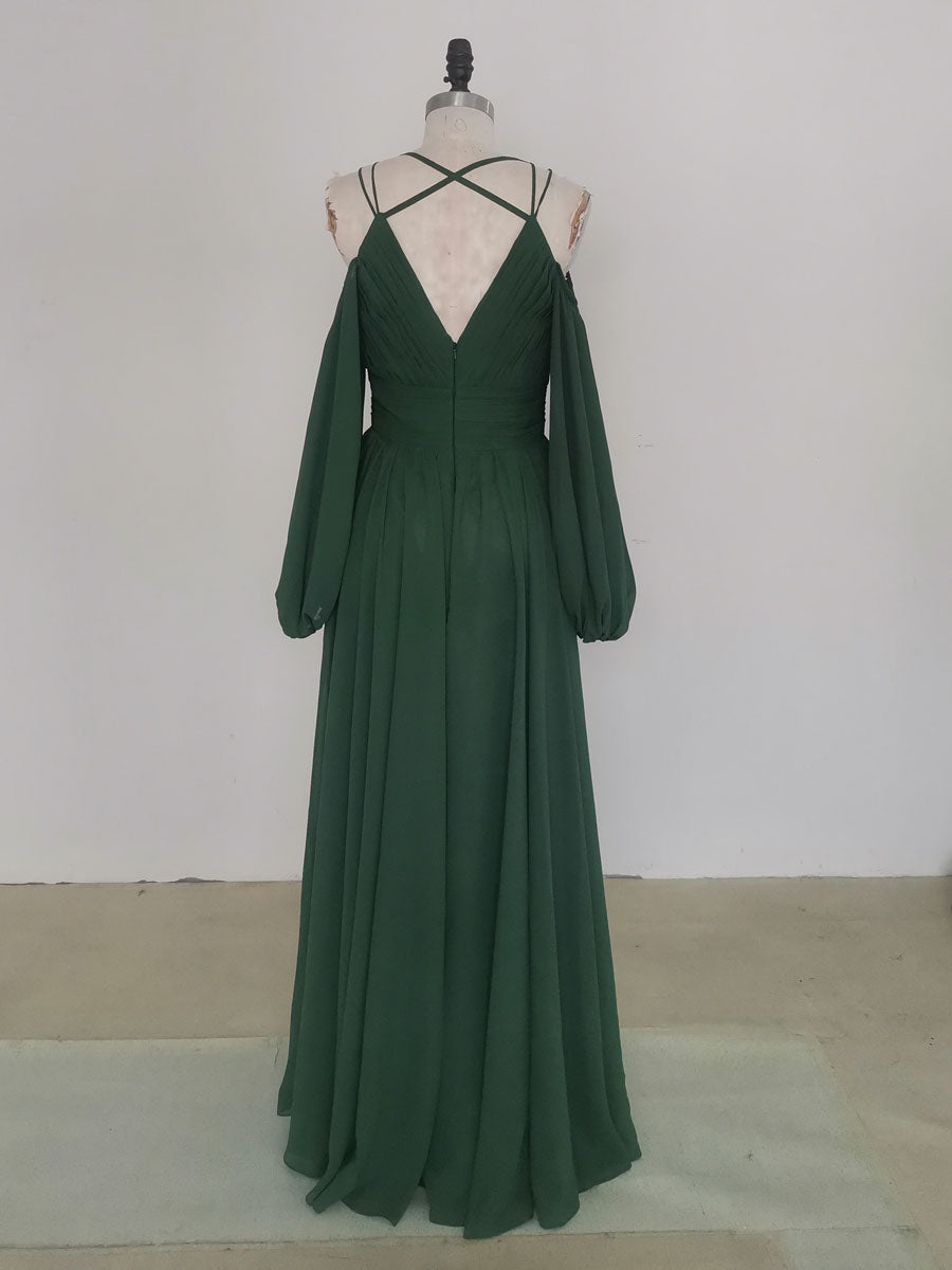 Simple A line Green Chiffon Long Prom Dress, Green Bridesmaid Dress US 12 / Green Simple A line Green Chiffon Long Prom Dress, Green Bridesmaid Dress US 12 / Green