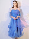 Simple Blue Tulle Short Prom Dress, Puffy Blue Homecoming Dress