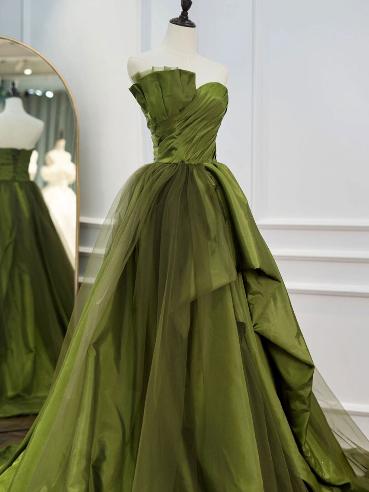 Green Long Prom Dresses, Green Satin Formal Long Evening Dress US 12 / Green Green Long Prom Dresses, Green Satin Formal Long Evening Dress US 12 / Green