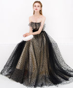 Black Tulle Long Prom Dress, Black Tulle Evening Dress