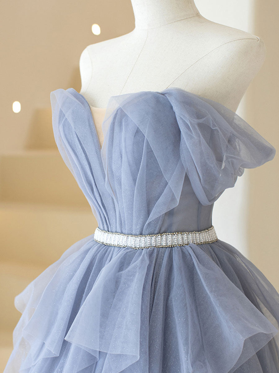 Purple Tulle Off Shoulder Long Prom Dress, Purple Formal Evening Dresses US 2 / Custom Color Purple Tulle Off Shoulder Long Prom Dress, Purple Formal Evening Dresses US 2 / Custom Color