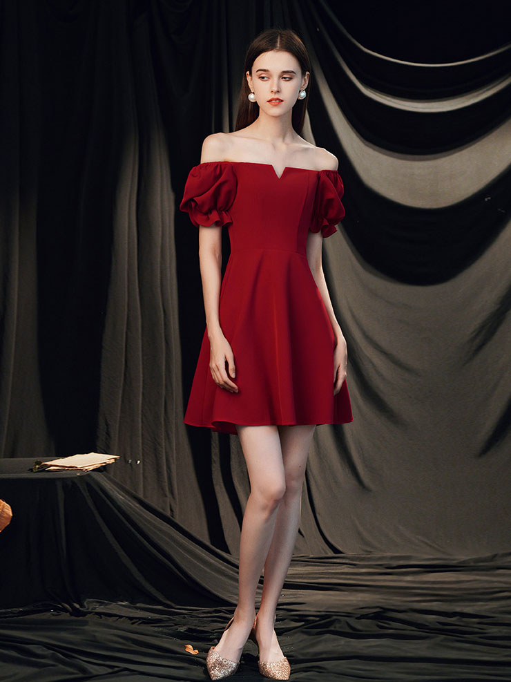 Simple Burgundy Satin Short Prom Dress, Burgundy Cocktail Dress US 14 / Burgudy Simple Burgundy Satin Short Prom Dress, Burgundy Cocktail Dress US 14 / Burgudy