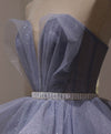 Purple Sweetheart Neck Tulle Sequin Long Prom Dress, Purple Ball Gown Graduation Dress