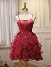 Mini/Short Burgundy Prom Dress,  Puffy Cute Burgundy Homecoming Dress