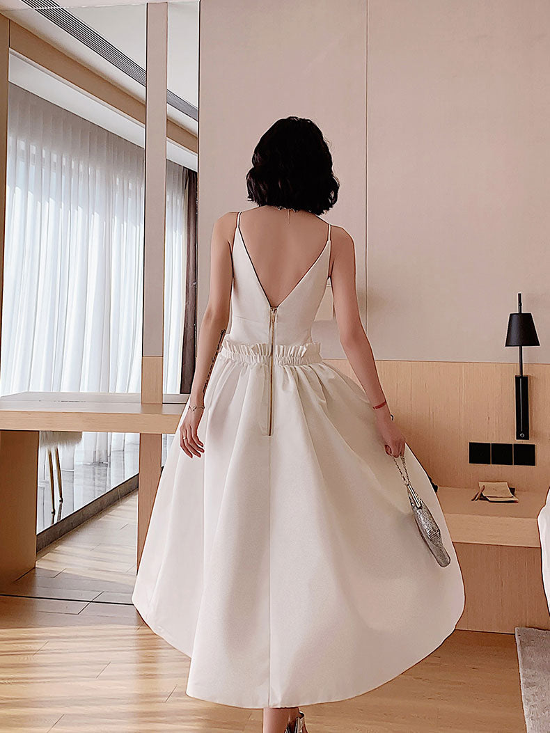 White Satin Short Prom Dress, White Satin Homecoming Dresses US 10 / White White Satin Short Prom Dress, White Satin Homecoming Dresses US 10 / White