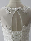 Aline Round Neck Tulle Lace Short White Prom Dress, White Lace Homecoming Dress