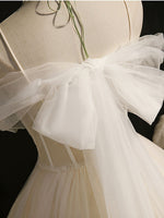 Light Champagne Tulle Short Prom Dress, Puffy Tulle Lace Homecoming Dress
