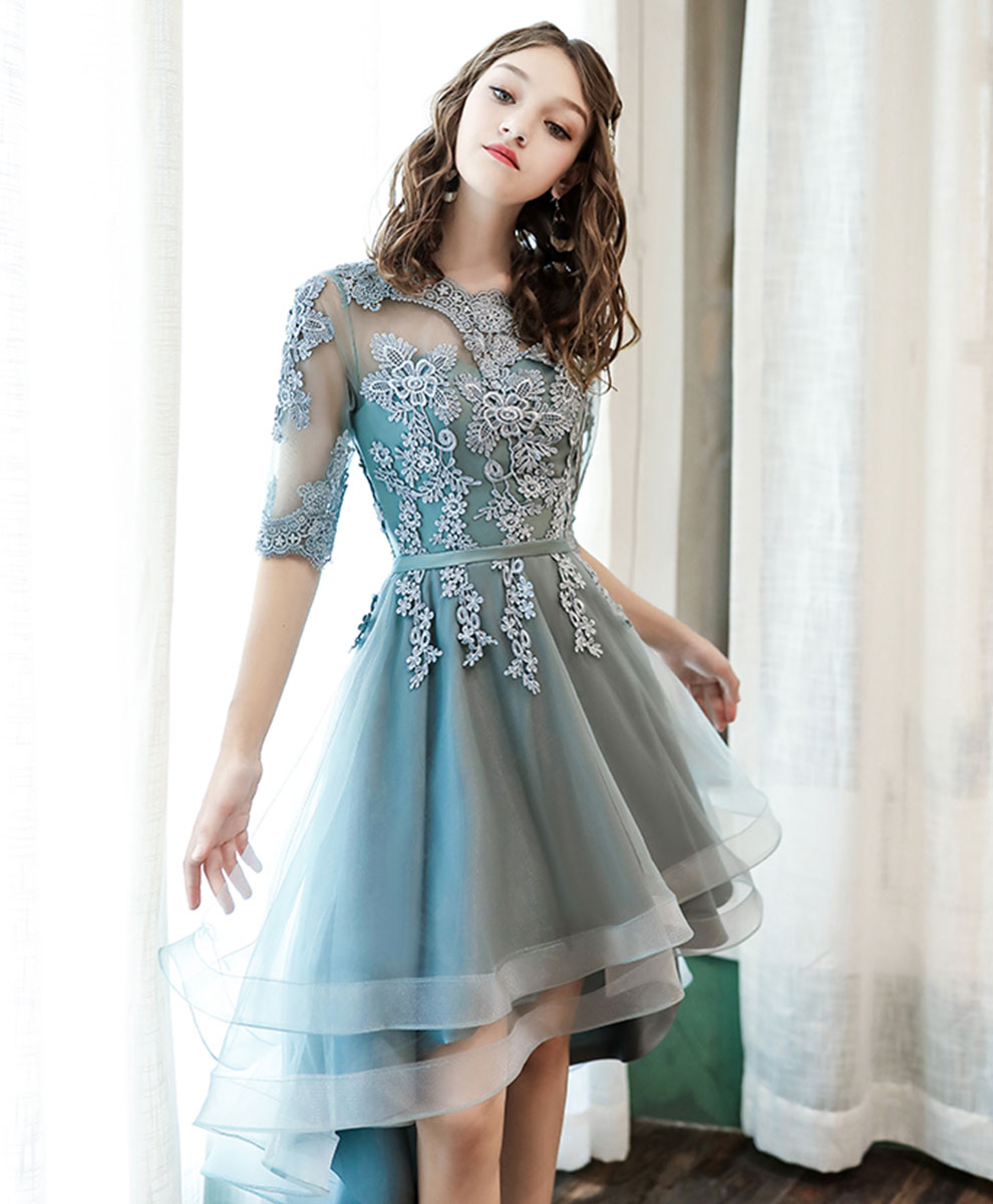Green Tulle Lace Short Prom Dress, Green Homecoming Dress