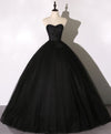 Black Sweetheart Neck Tulle Long Prom Dress Black Evening Dress