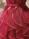 Mini/Short Burgundy Prom Dress,  Puffy Cute Burgundy Homecoming Dress