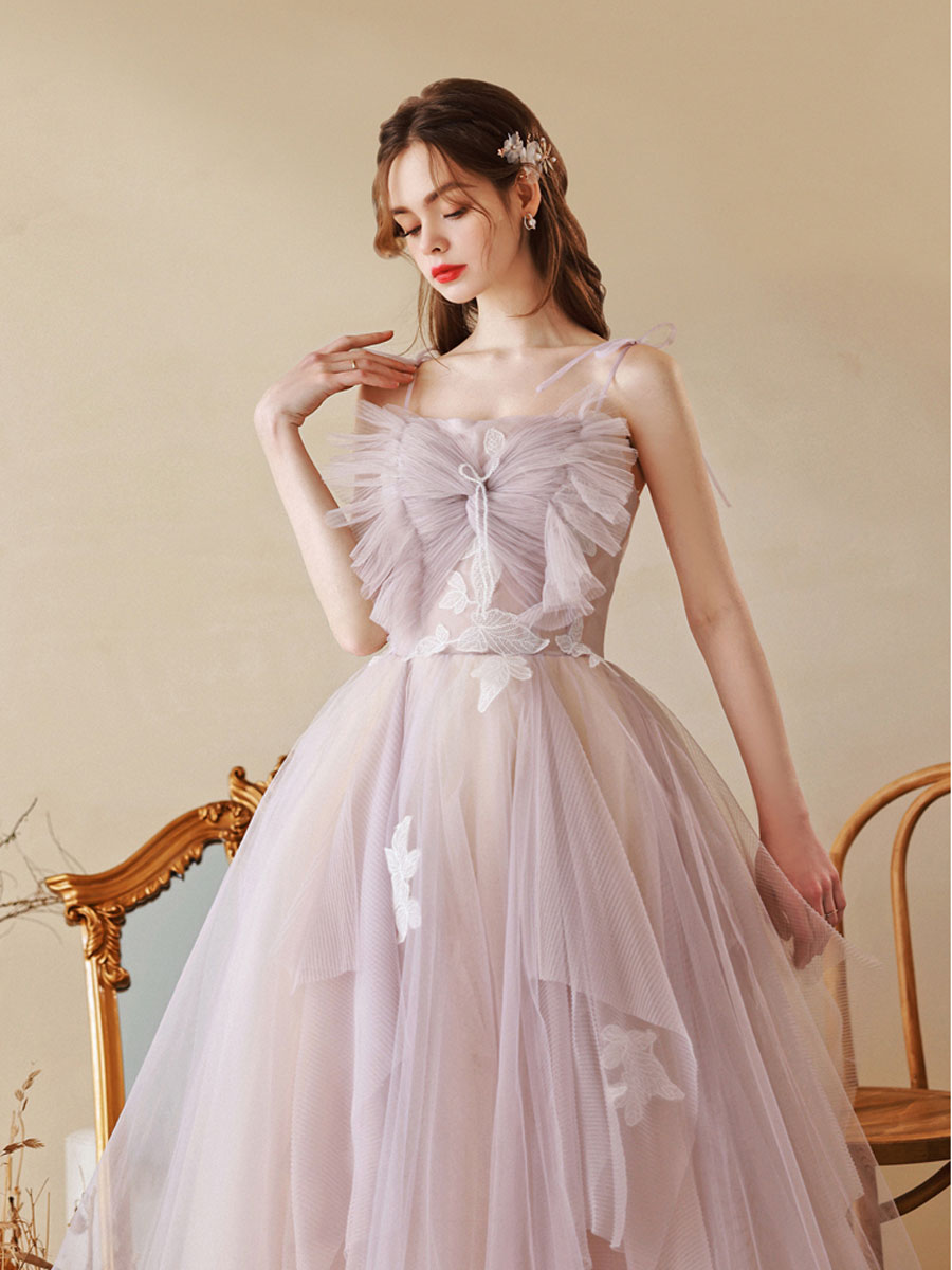 light purple graduation dress Mermaid Prom Elegant Evening Dress Dress Simplepromdress The fabric is comfortable for skin Lilac Leaf Lace Prom Dresses