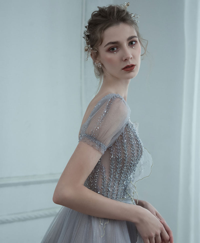 graduation dress silver Spaghetti Straps Silver Gray Backless Mermaid Prom Dresses, Silver Gra jbydress