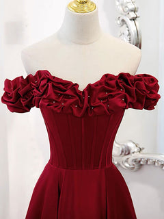 Satin Burgundy Evening Dress