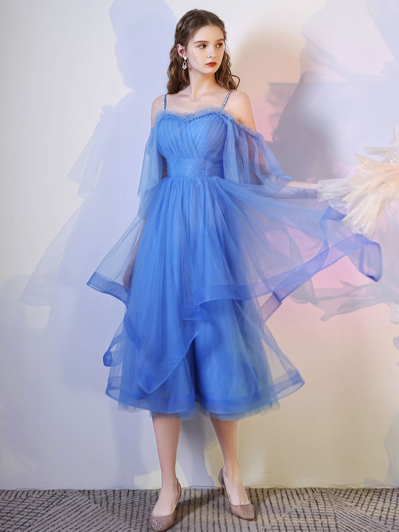 homecoming dresses flowy short A-line V Neck Short/Mini Tulle Homecoming Dress with Beading Lace S7966H - Homecoming Dresses