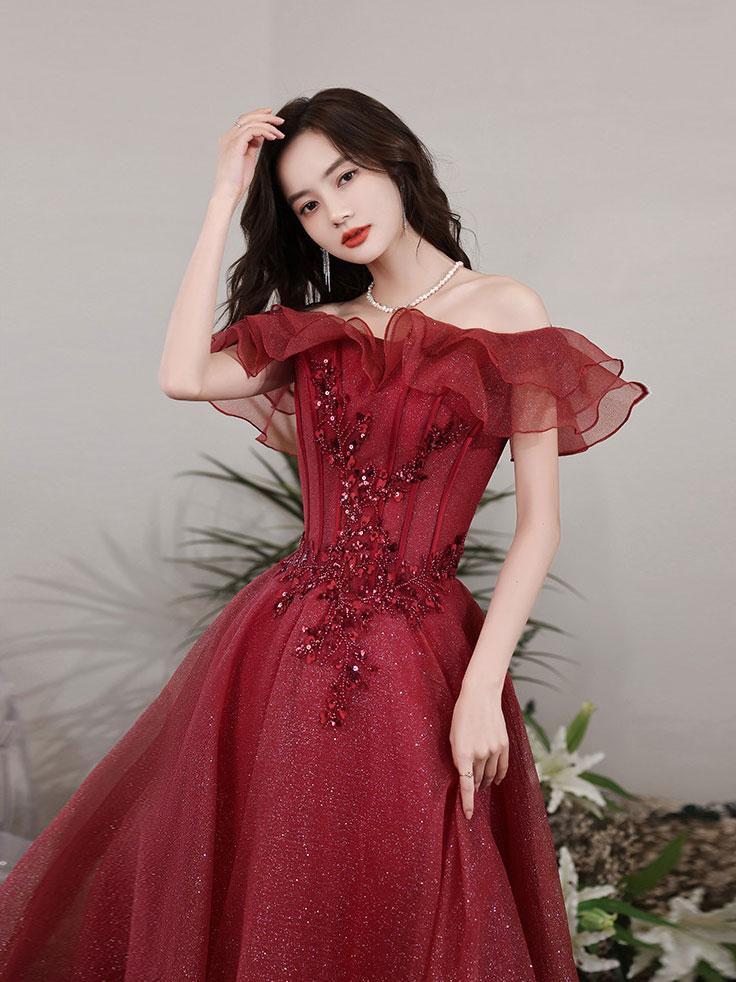 GPPZM A-line Evening Dress Double V-neck Prom Gown Short Cap-sleeve Party  Robe Long Formal Women Dress (Color : Red wine, Size : 6) price in UAE |  Amazon UAE | kanbkam