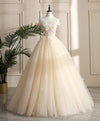 Champagne Tulle Off Shoulder Lace Long Prom Dress ,Sweet 16 Dress