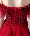 Burgundy Tulle Lace Short Prom Dress Burgundy Homecoming Dress