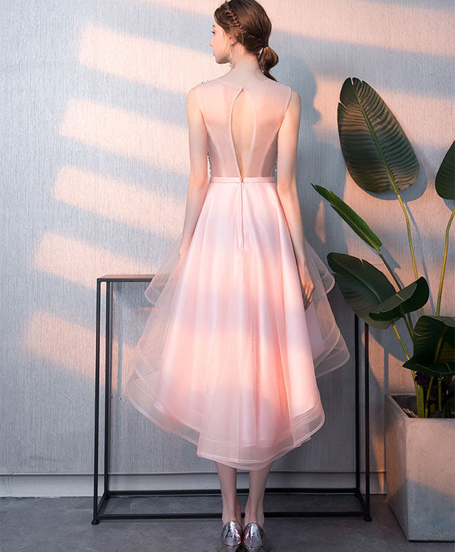 Pink Tulle Sequin Short Prom Dress, Pink Homecoming Dress