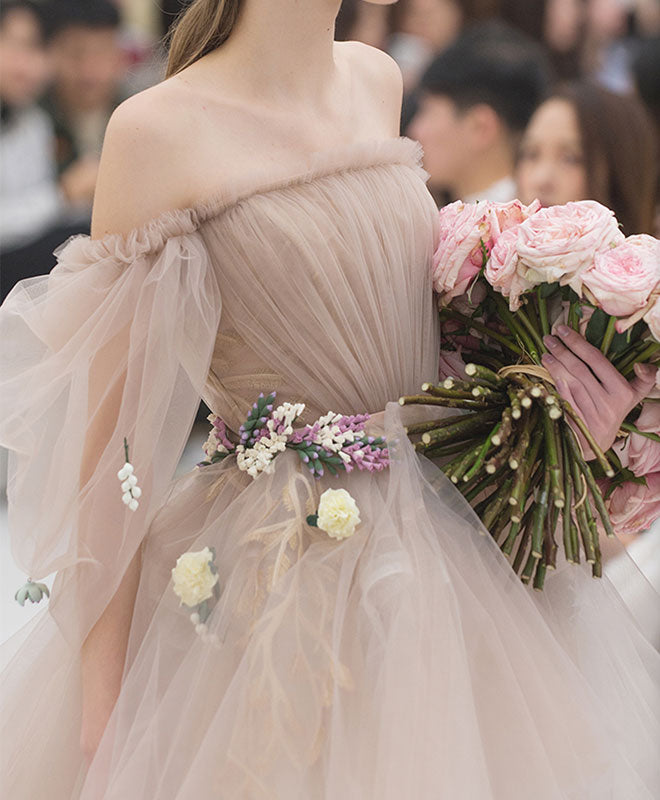 Cute Champagne Tulle Short Prom Dress, Champagne Homecoming Dress – shopluu