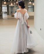 Elegant Off Shoulder Tulle Long Prom Dress, Tulle Evening Dress