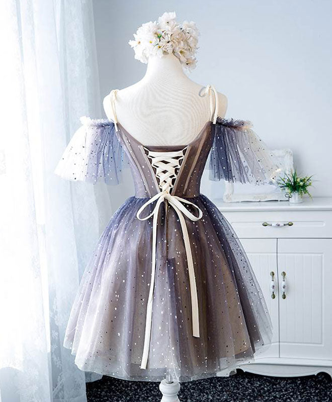 Cute Tulle Short Prom Dress, Cute Tulle Homecoming Dress US 6 / Brown