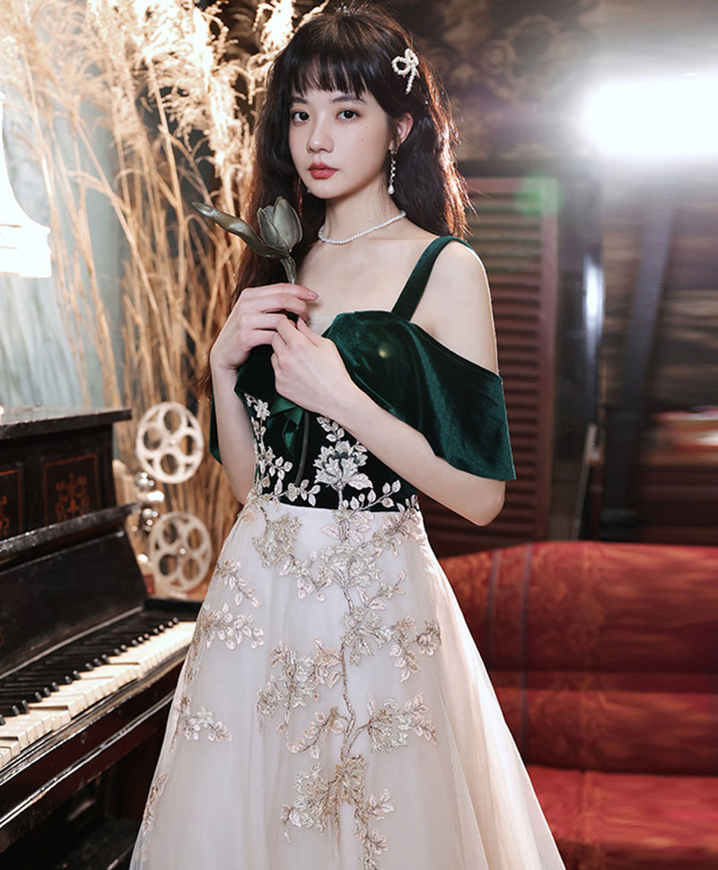 A Line Green Tulle Lace Long Prom Dress, Green Formal Evening Party Dress US 12 / Green A Line Green Tulle Lace Long Prom Dress, Green Formal Evening Party Dress US 12 / Green