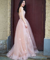 Simple Pink Tulle Long Prom Dress, Pink Tulle Formal Dress