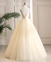 Champagne Tulle Lace Long Prom Dress Champagne Evening Dress
