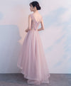 Cute V Neck Light Pink Tulle Lace Prom Dress, Tulle Evening Dress