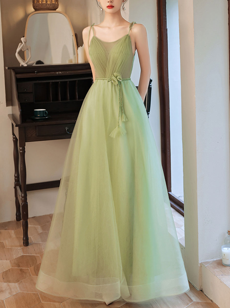 Simple Green Tulle Long Prom Dress, Green Bridesmaid Dresses US 2 / Green Simple Green Tulle Long Prom Dress, Green Bridesmaid Dresses US 2 / Green