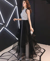 Black Sequin Tulle Long Prom Dress, Black Tulle Evening Dress