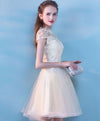 Champagne Tulle Lace Short Prom Dress, Champagne Tulle Homecoming Dress