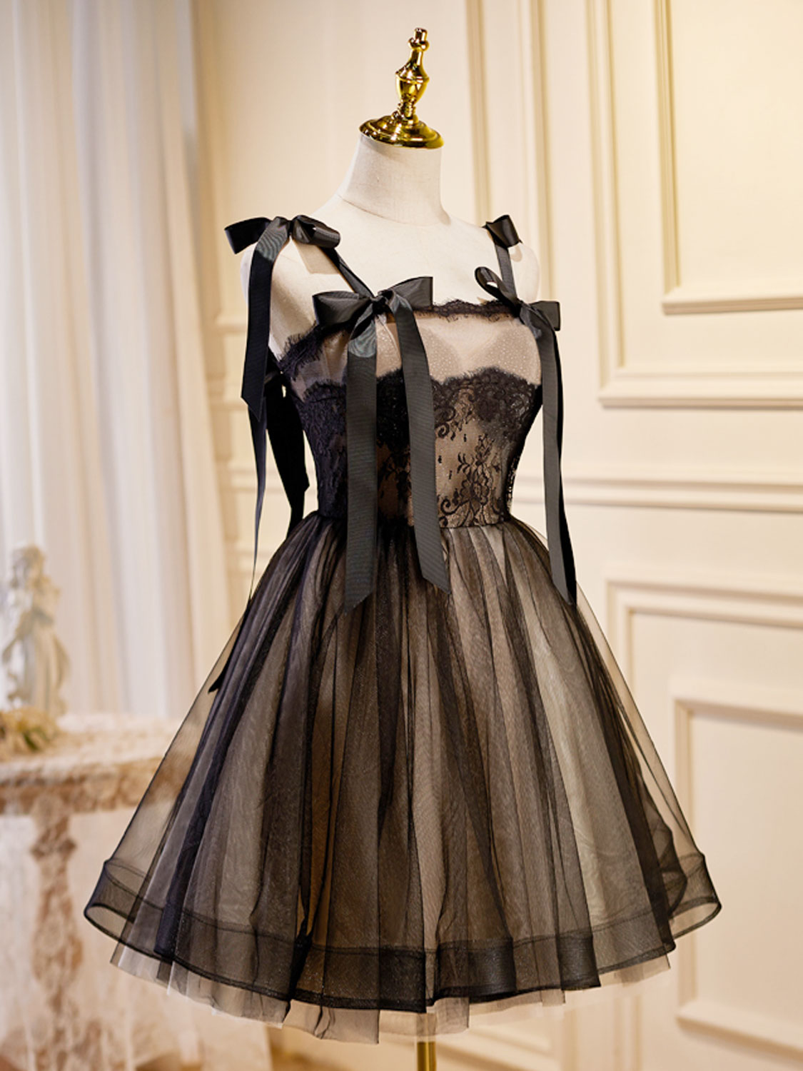 black tie homecoming dresses A Line Black Sparkly Tulle Homecoming Dress Black / US 14