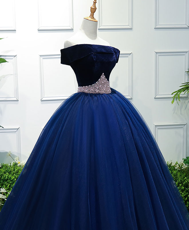 Dark Blue Tulle Off Shoulder Long Prom Dress, Blue Sweet 16 Dress US 2 / Dark Blue Dark Blue Tulle Off Shoulder Long Prom Dress, Blue Sweet 16 Dress US 2 / Dark Blue