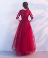 Burgundy Tulle Lace Long Prom Dress, Burgundy Tulle Evening Dress