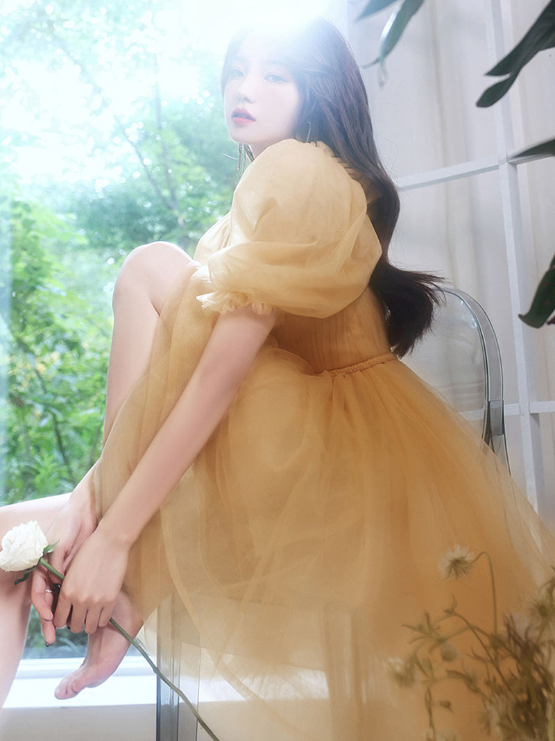 Yellow Short Prom Dresses, Yellow Puffy Homecoming Dresses US 8 / Custom Color