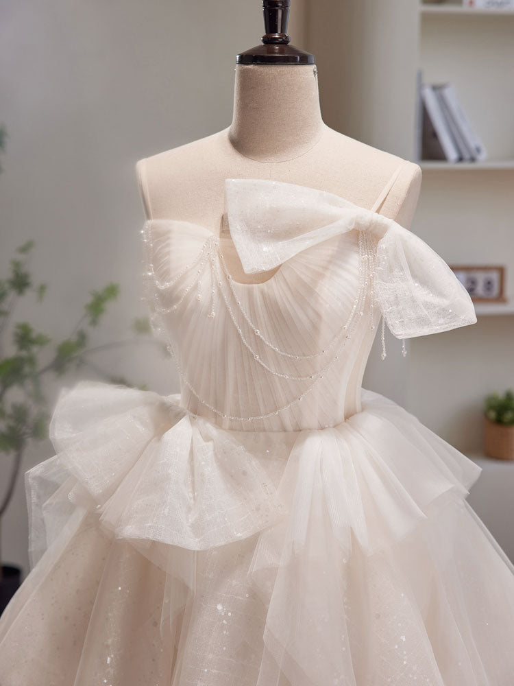Light Champagne Tulle Short Prom Dress