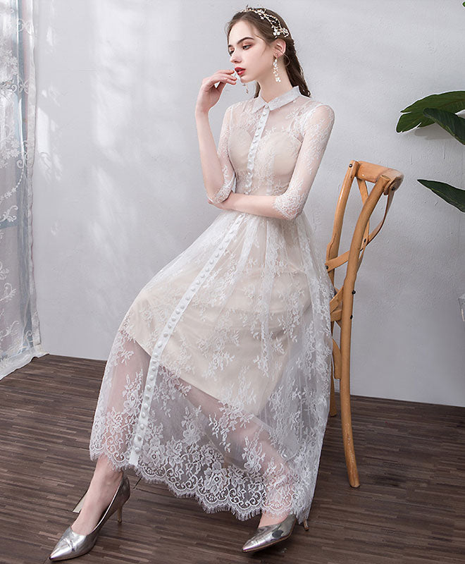 Elegant  Tulle Lace Short Prom Dress, Lace Bridesmaid Dress